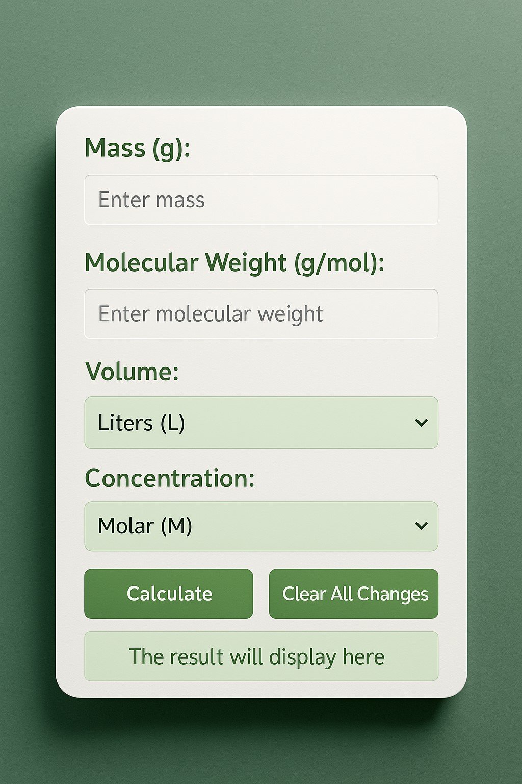 MolarityCalc: Fast & Minimalist