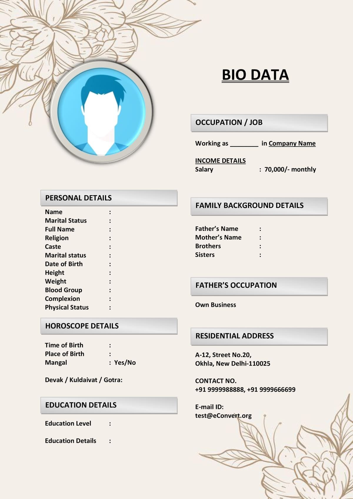 Bengali Marriage Biodata for Professionals
