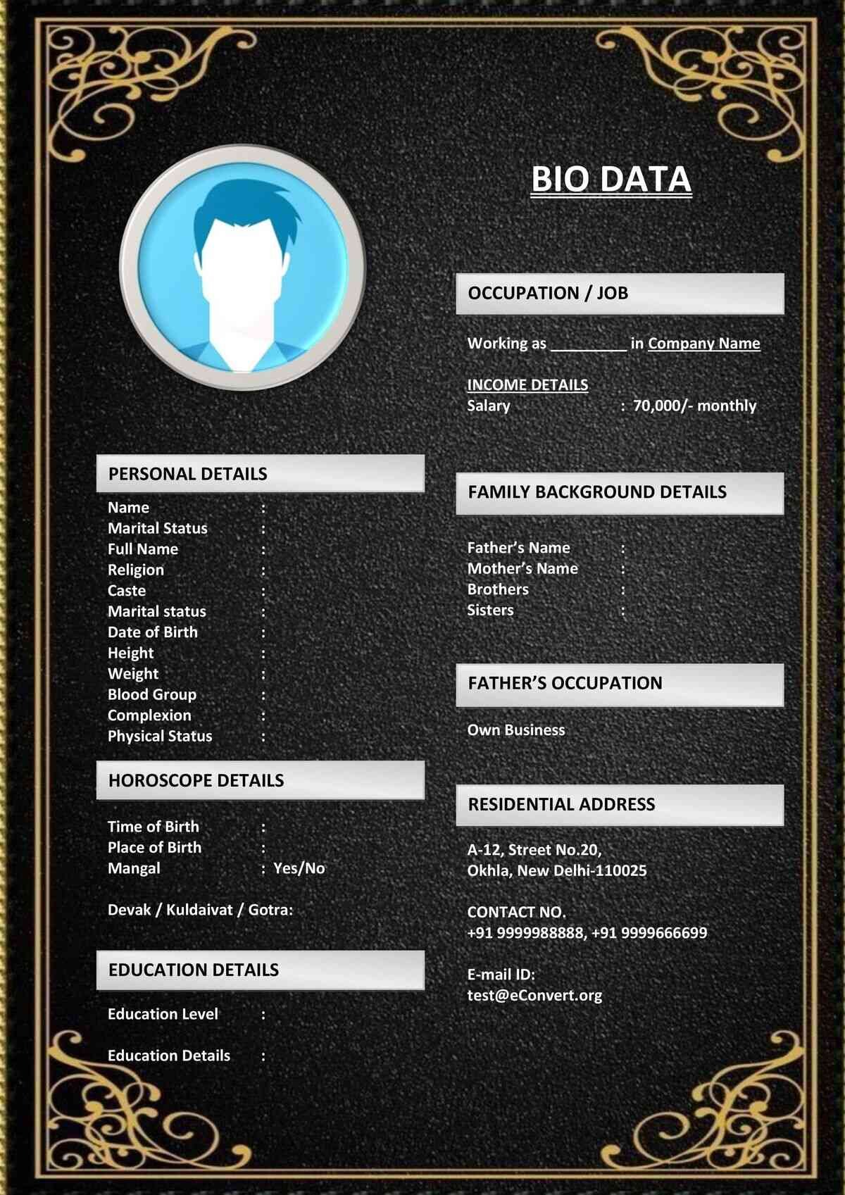 Biodata Template for Doctors Marriage Profile