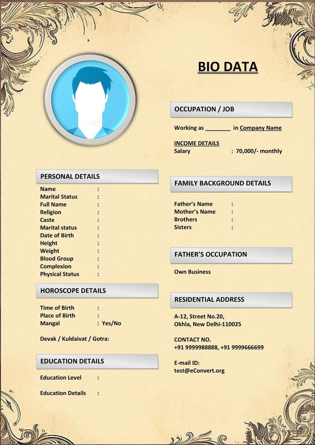 Bride Marriage Bio for Teachers and Educators