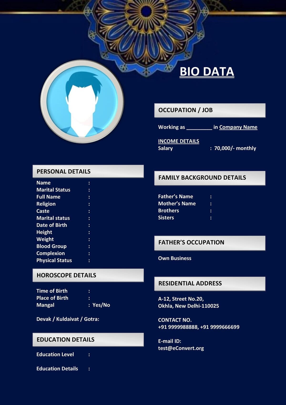 Bride Resume with Editable Quotes Section for Marriage