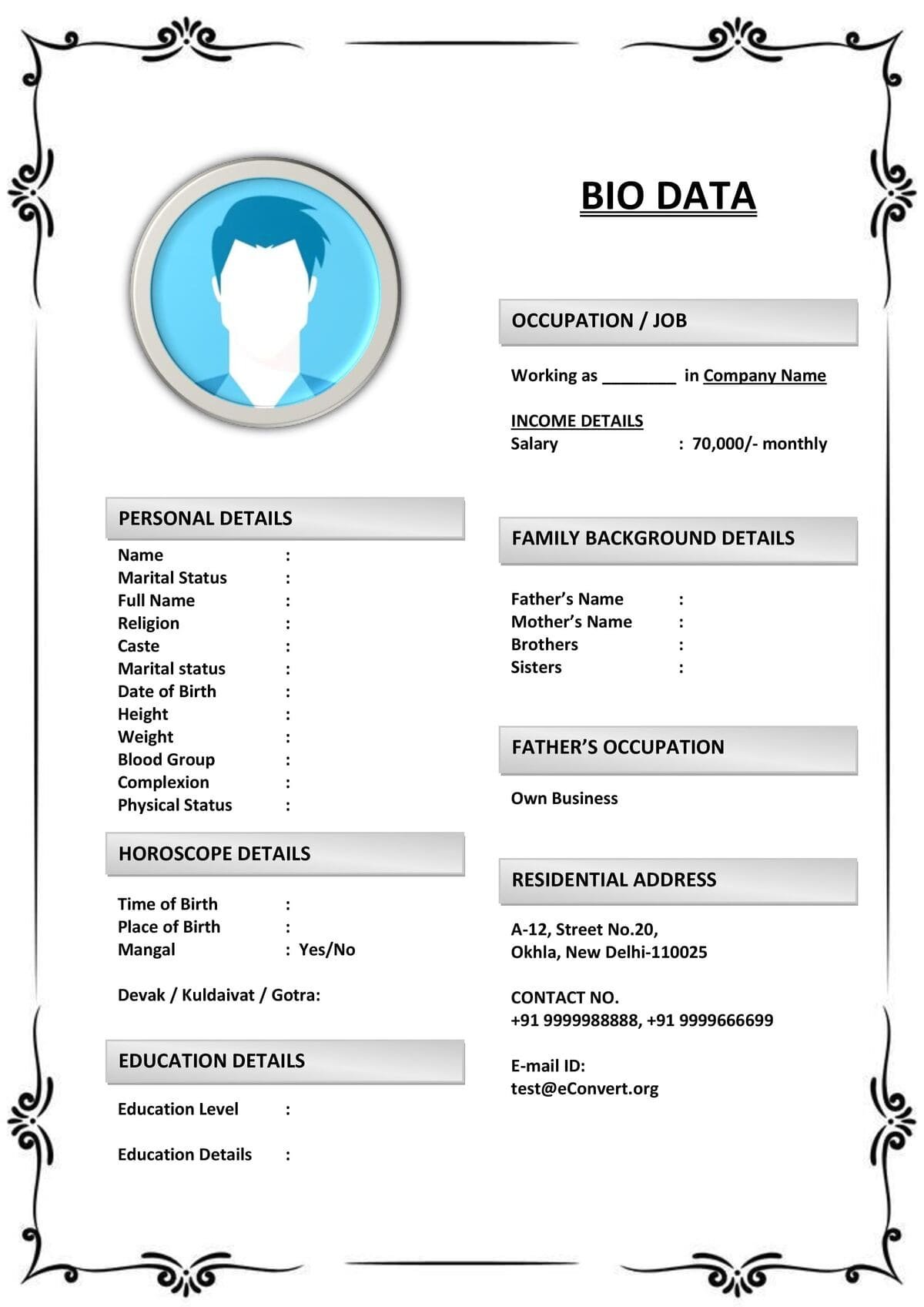 Download Marriage Profile in Portrait Format