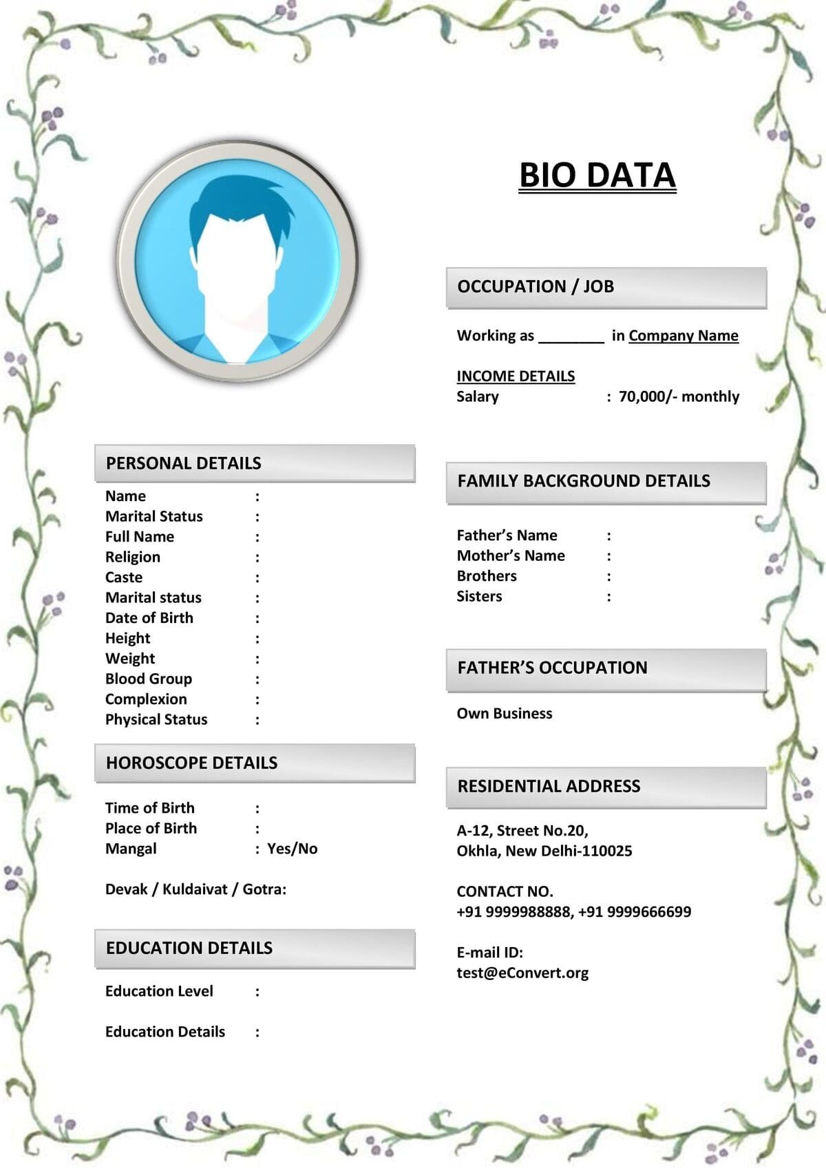 Download Ready-to-Use Marriage Resume