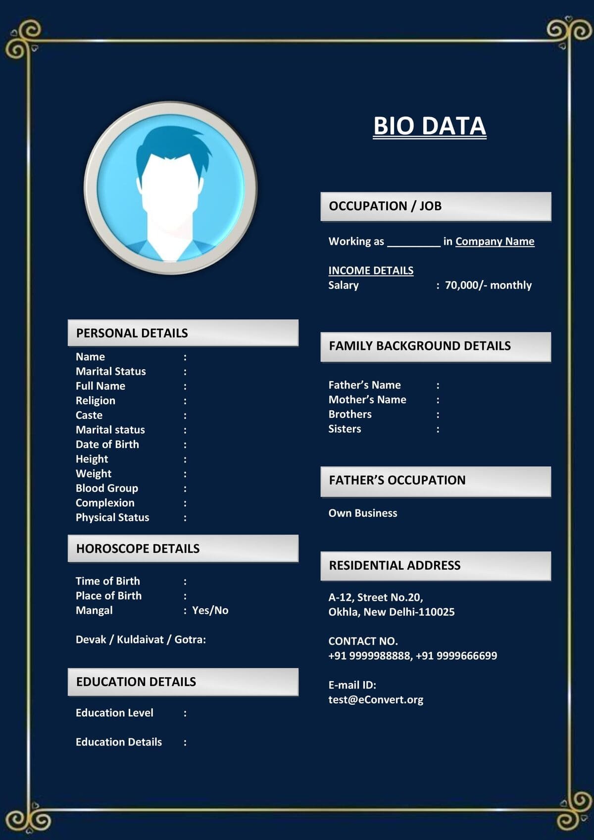 Editable Bio for Girl’s Side Preferences for Marriage