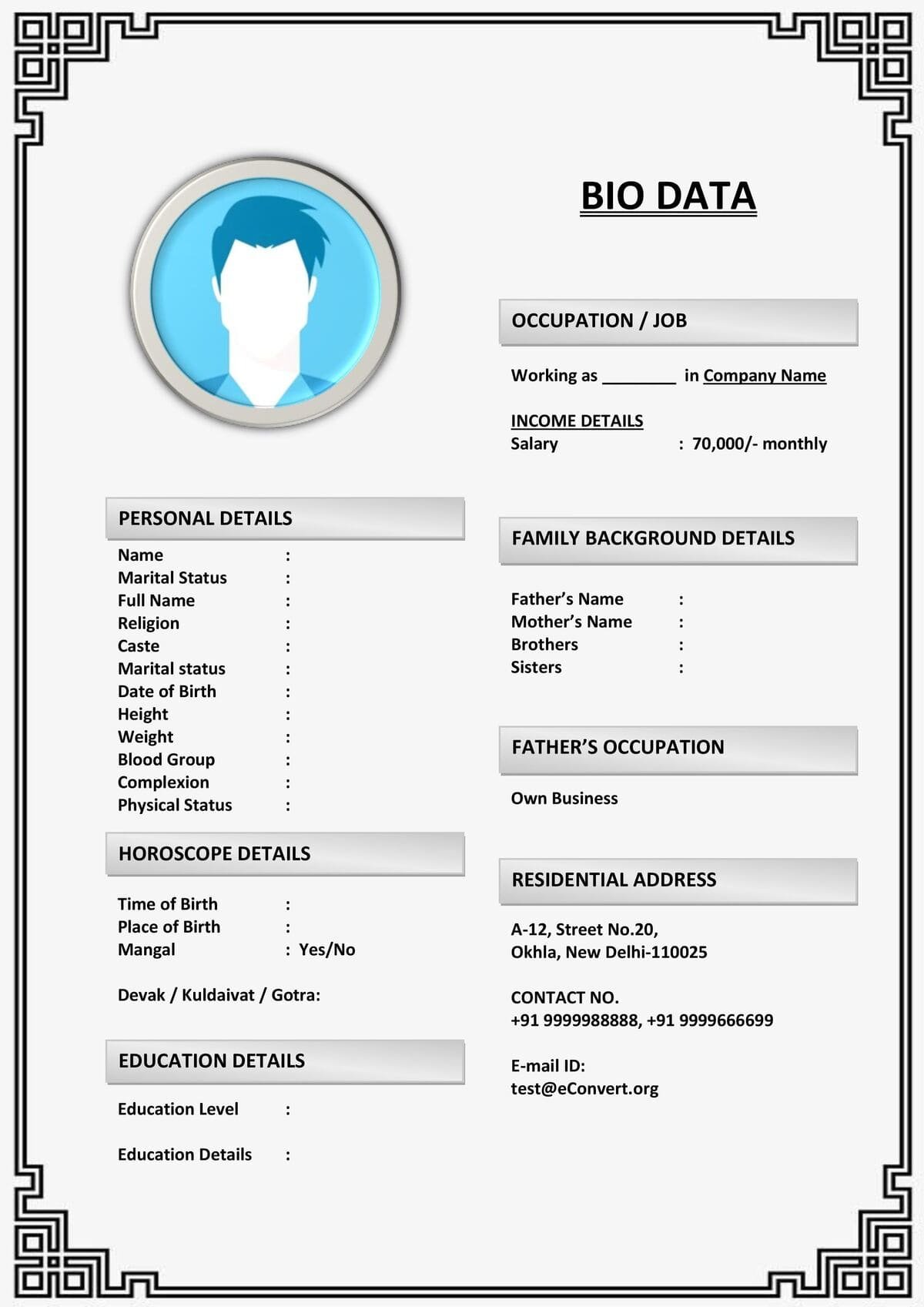 Family-Oriented Marriage Biodata Design