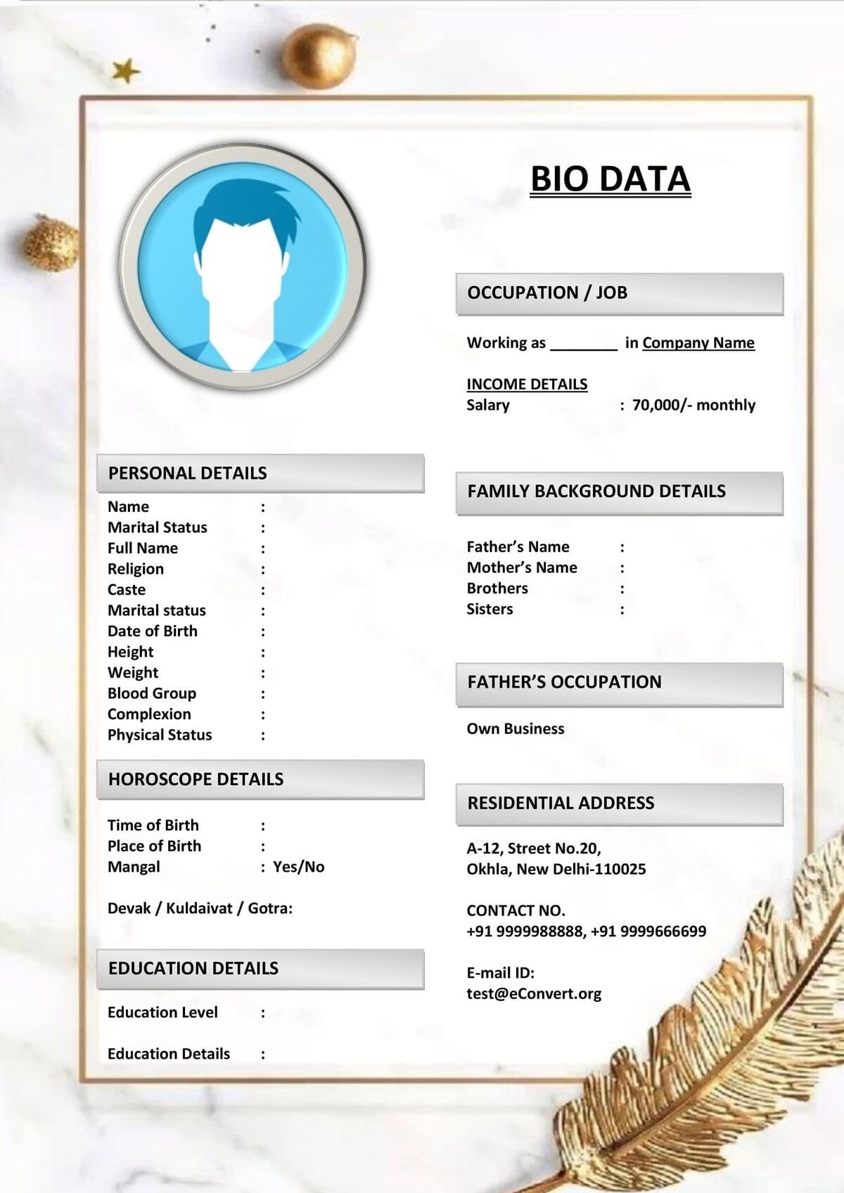 Groom Marriage Bio with Background Details