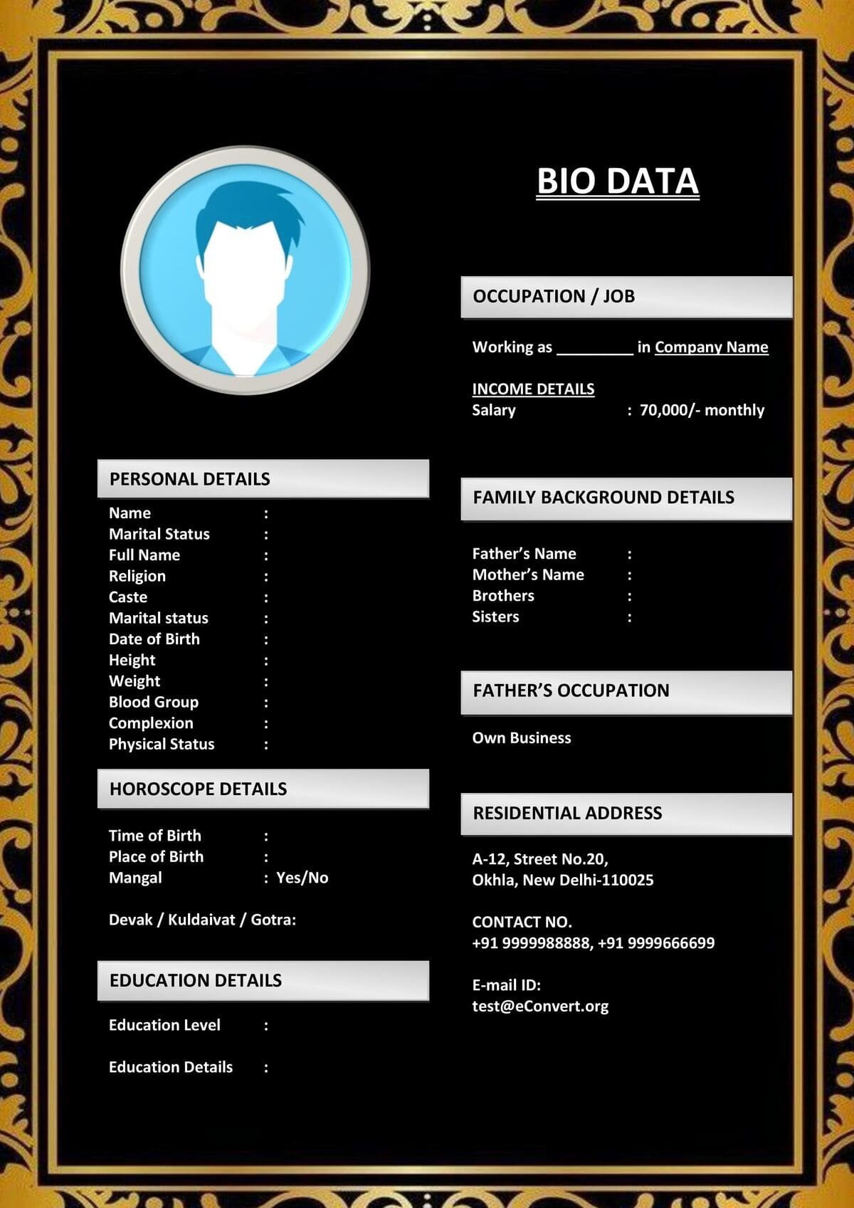 Gujarati Bride Bio in Word Format for Marriage