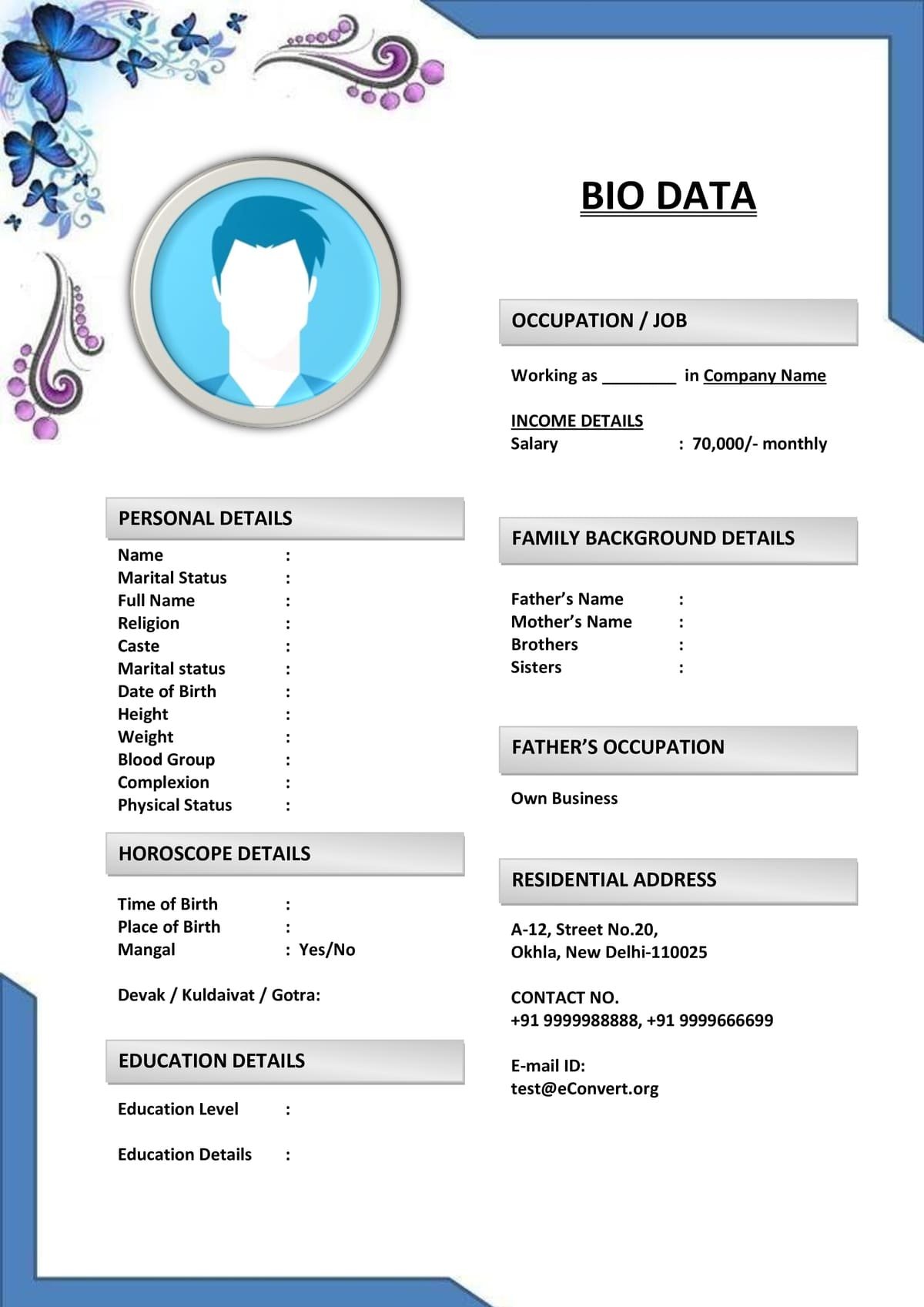 Indian Marriage Resume for Software Engineers