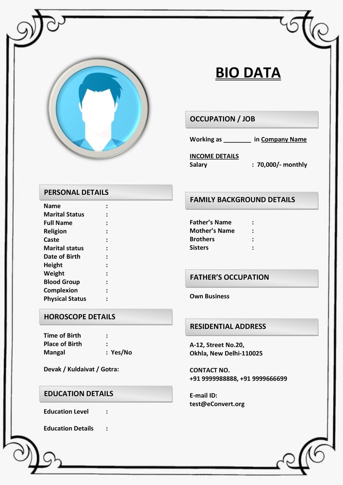 Kannada Marriage Biodata with Editable Layout