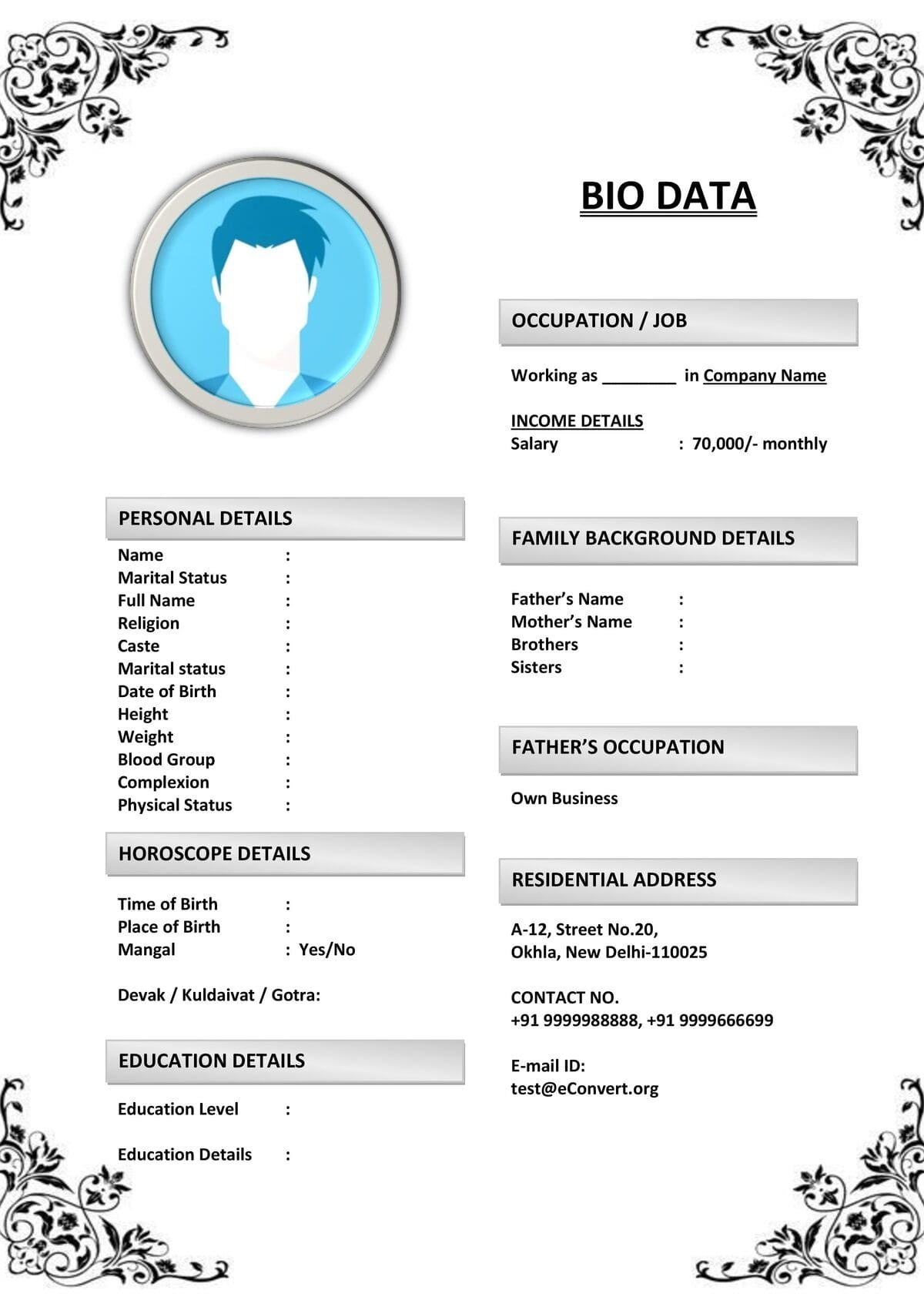 Marriage Resume Format with Download Link
