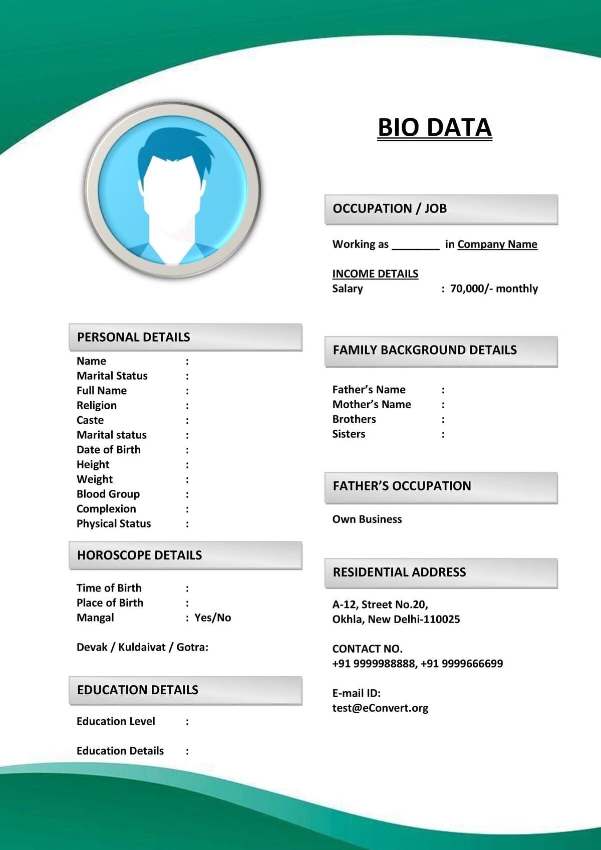 Marriage Resume for IT Professionals