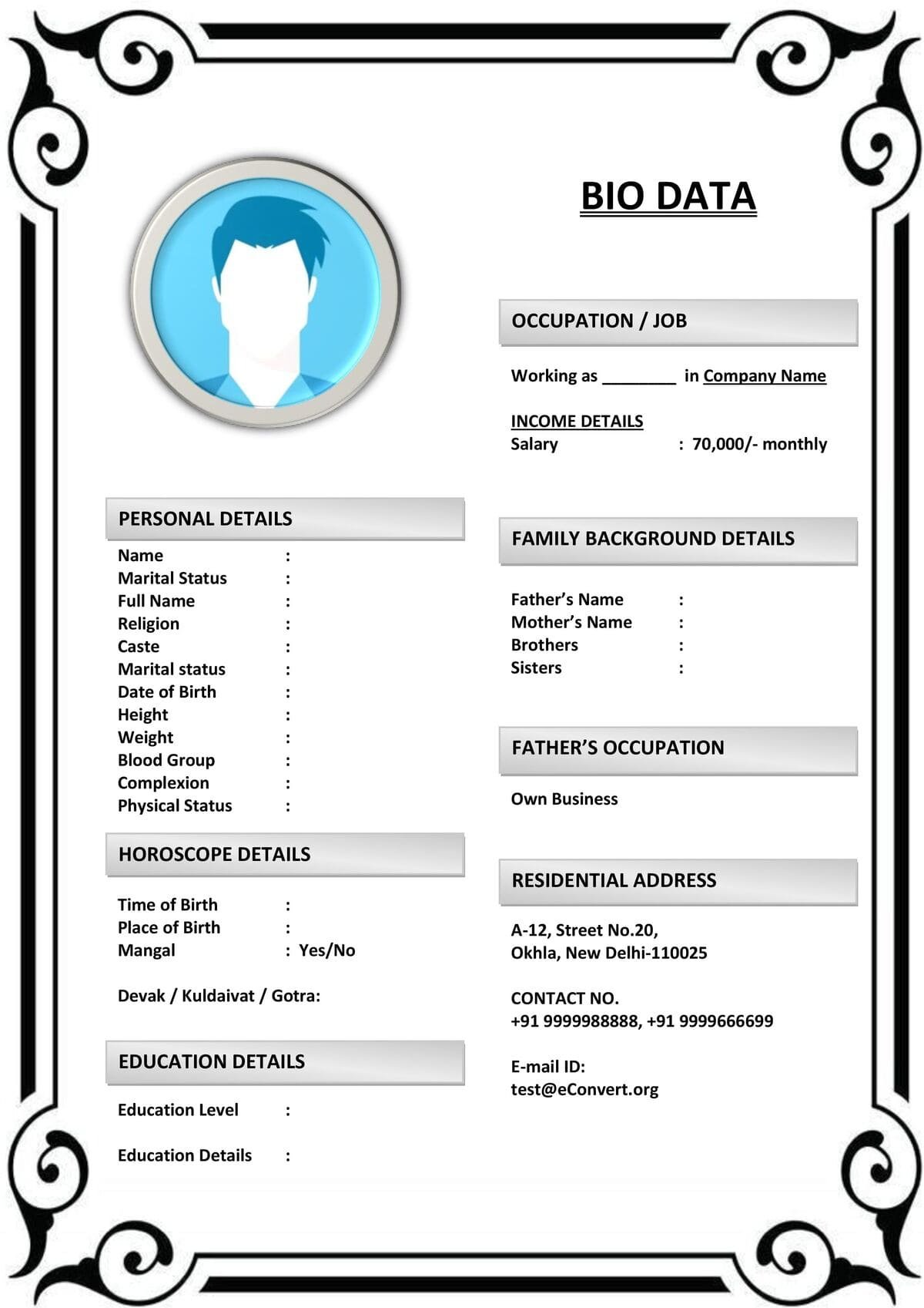 Marriage Resume for Indian Army Officers