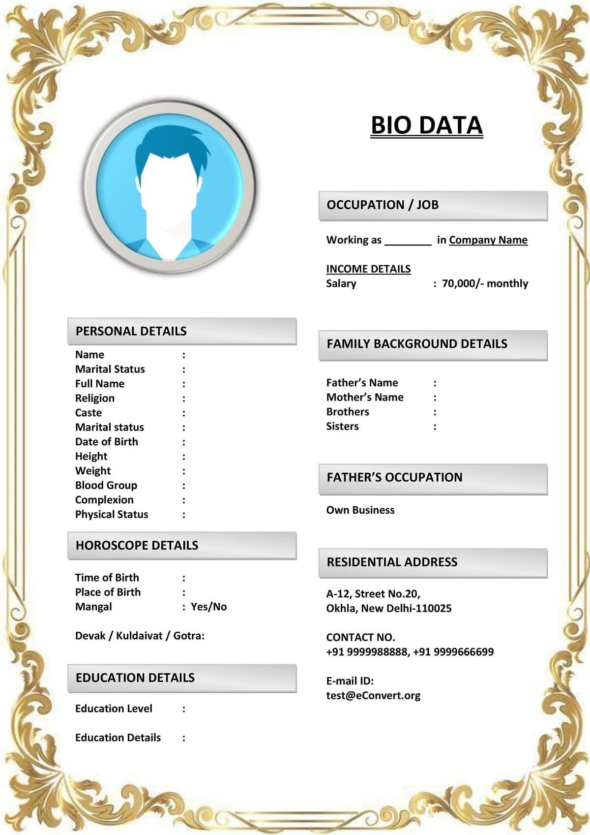 Matrimonial Resume with Minimalist Design