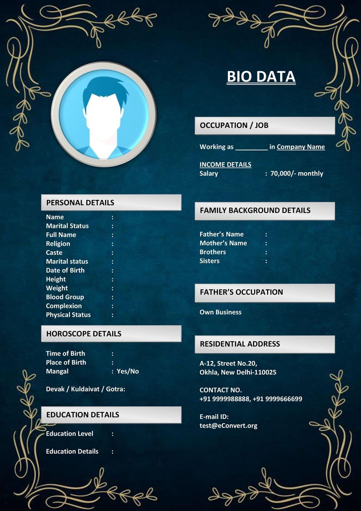 Minimalist Bio for Traditional Families for Marriage