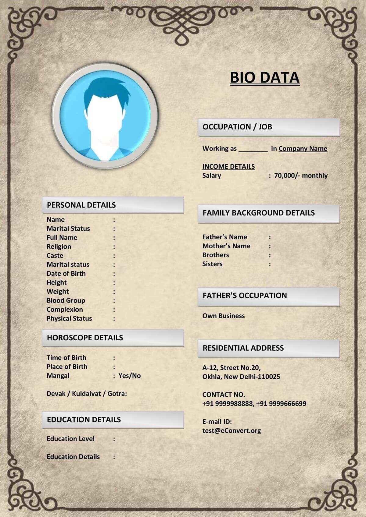 Resume for Marriage with Cover Letter Style