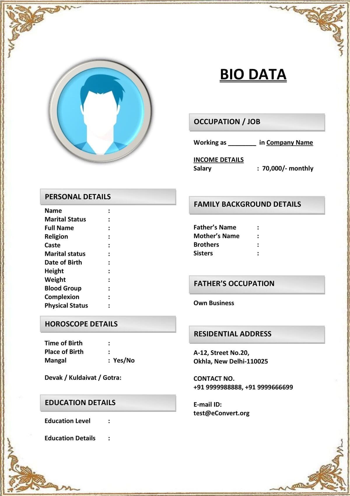 Straightforward Marriage Resume for All Communities