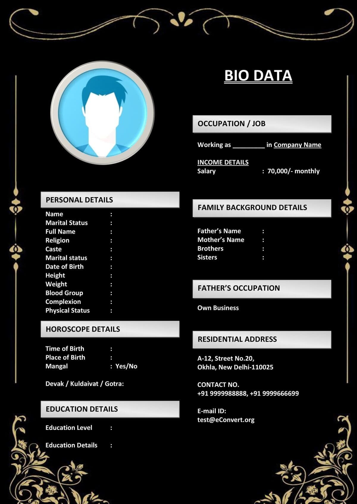 Traditional Format with Gotra & Nakshatra for Marriage