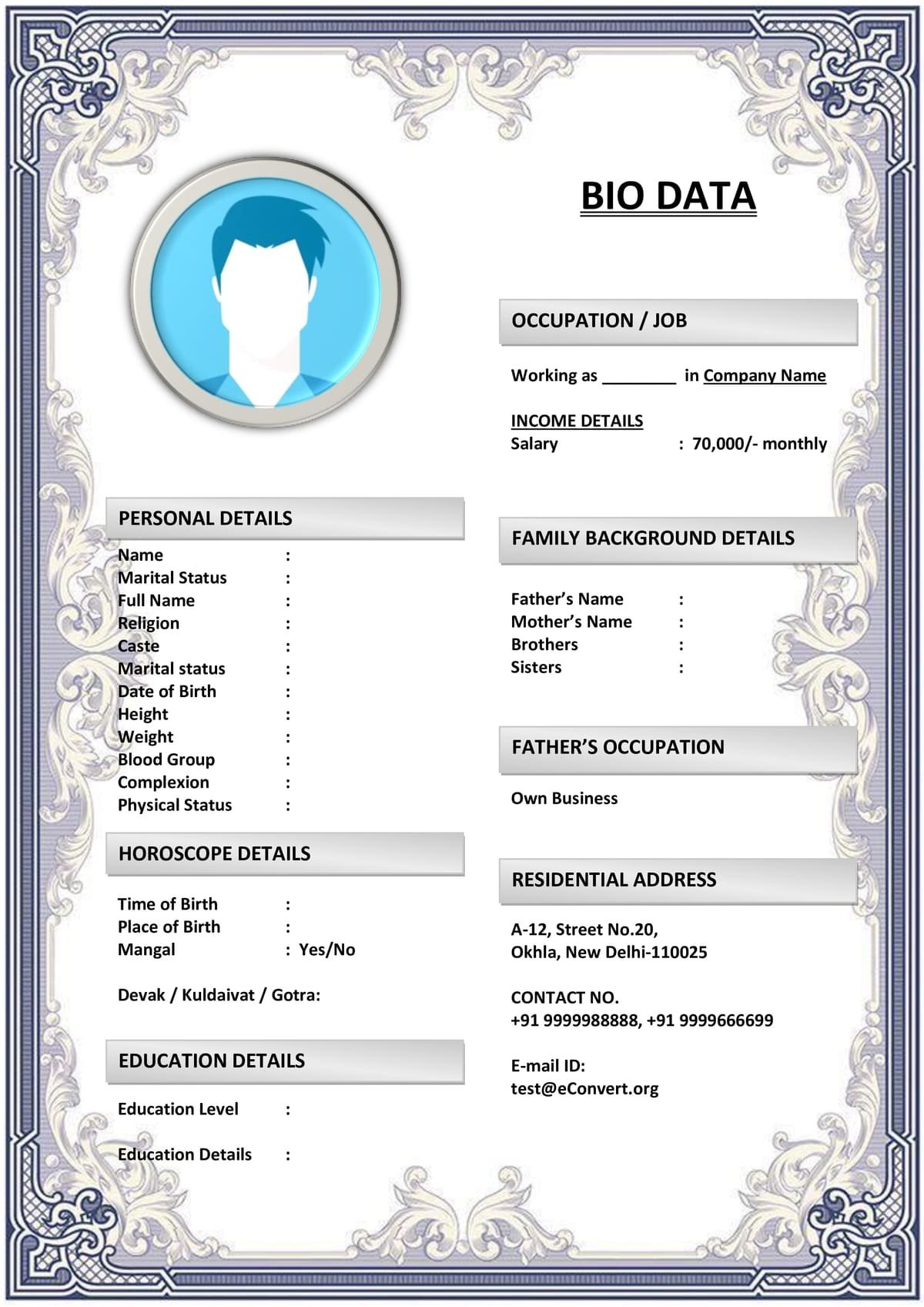Word Document Marriage Bio with Clean Typography