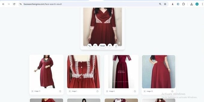 Face search engine display output