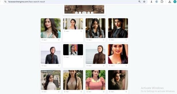 Face search engine output