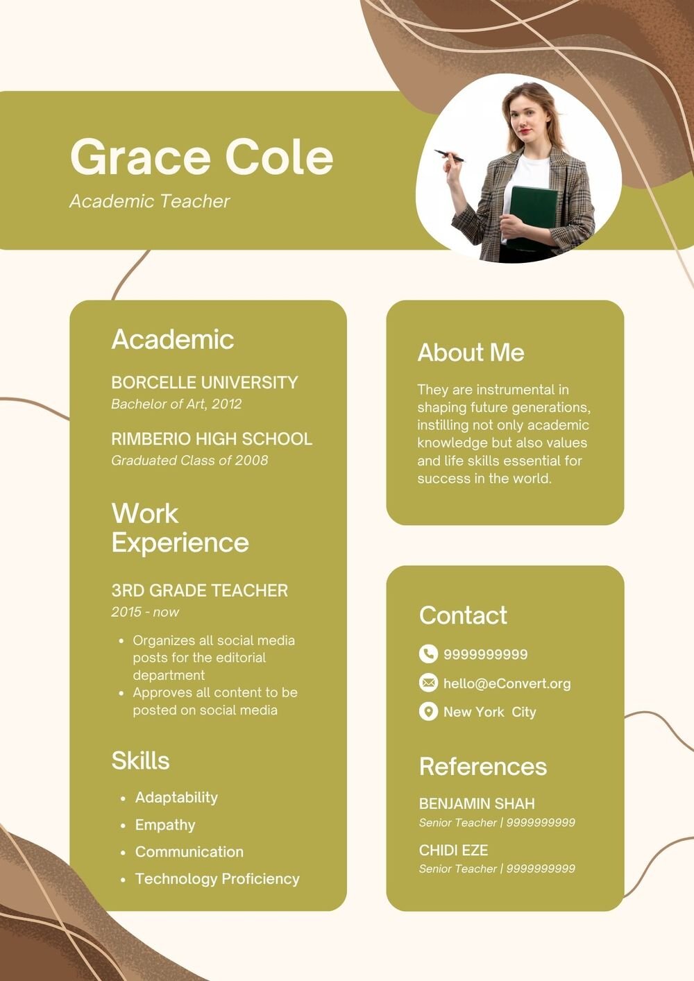 Academic Teacher Resume