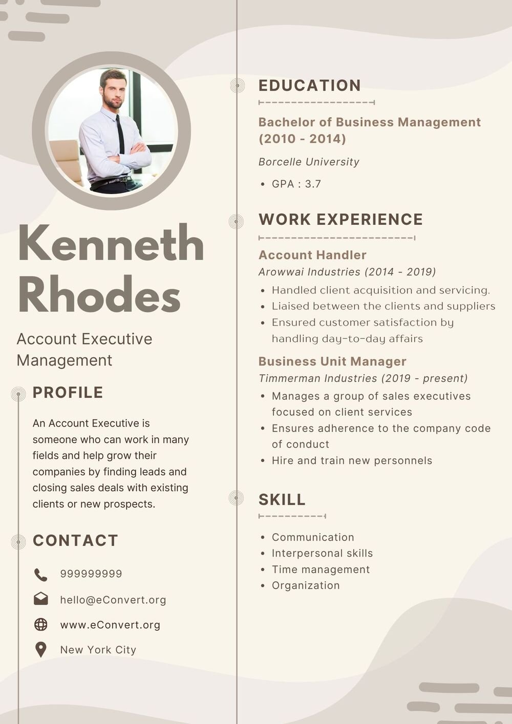 Account Executive Management Resume
