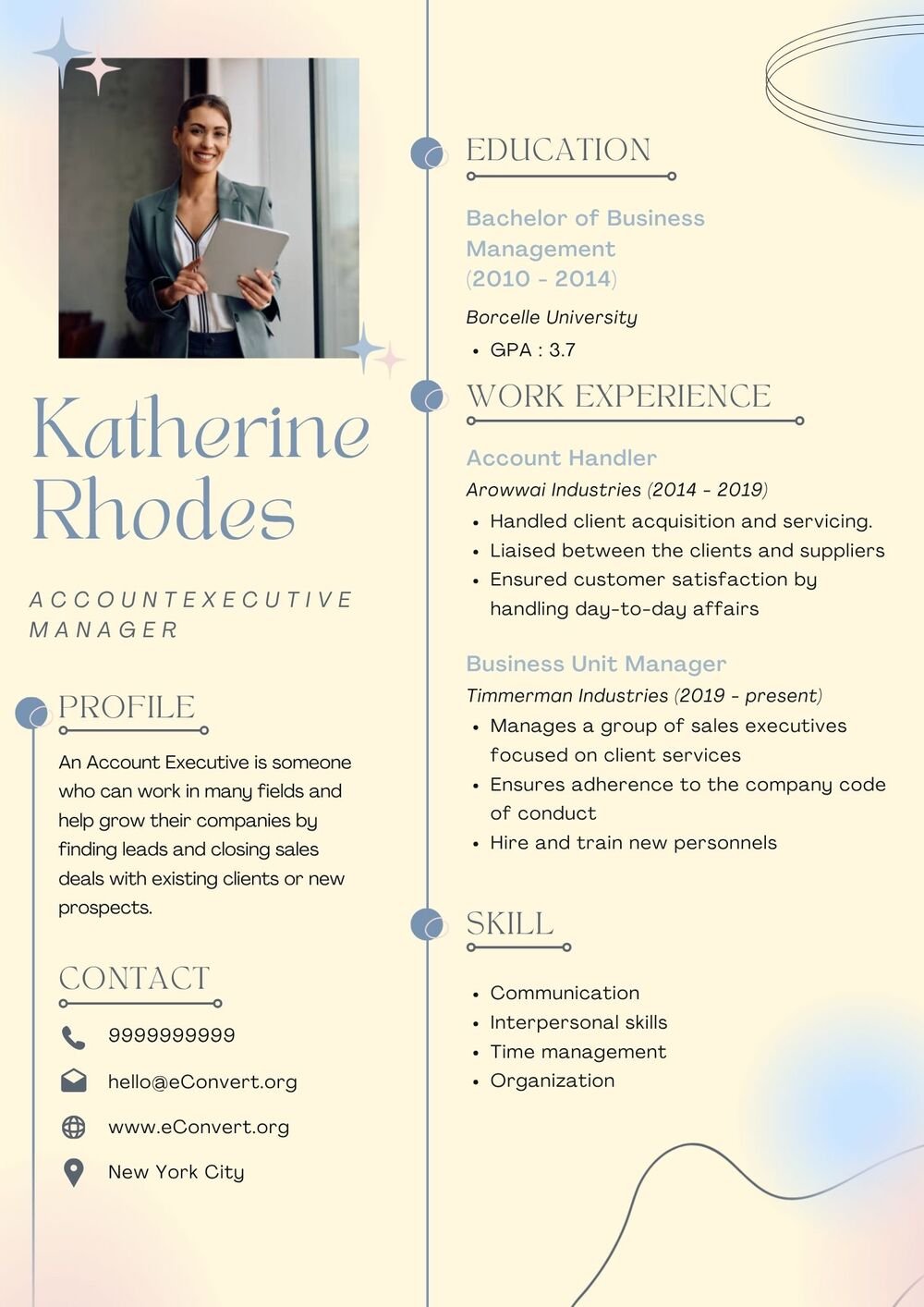 Account Executive Manager Resume