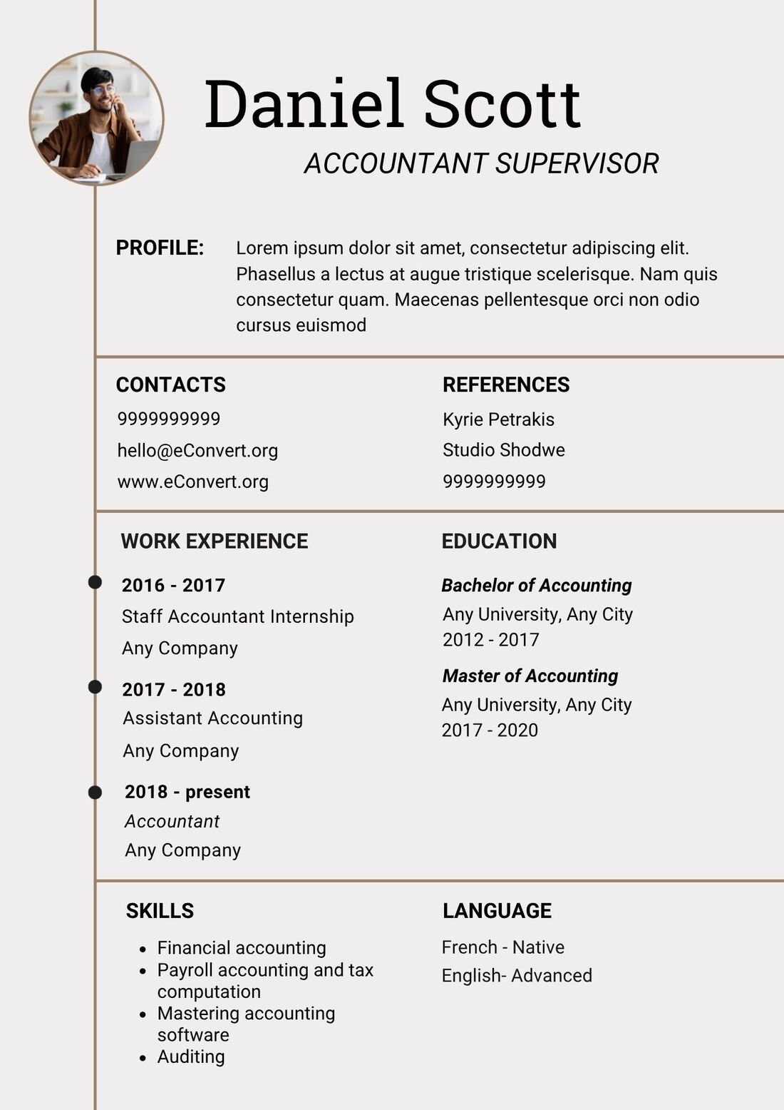 Accountant supervisor Resume