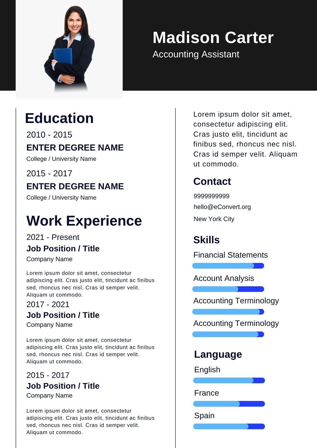 Accounting Assistant Resume