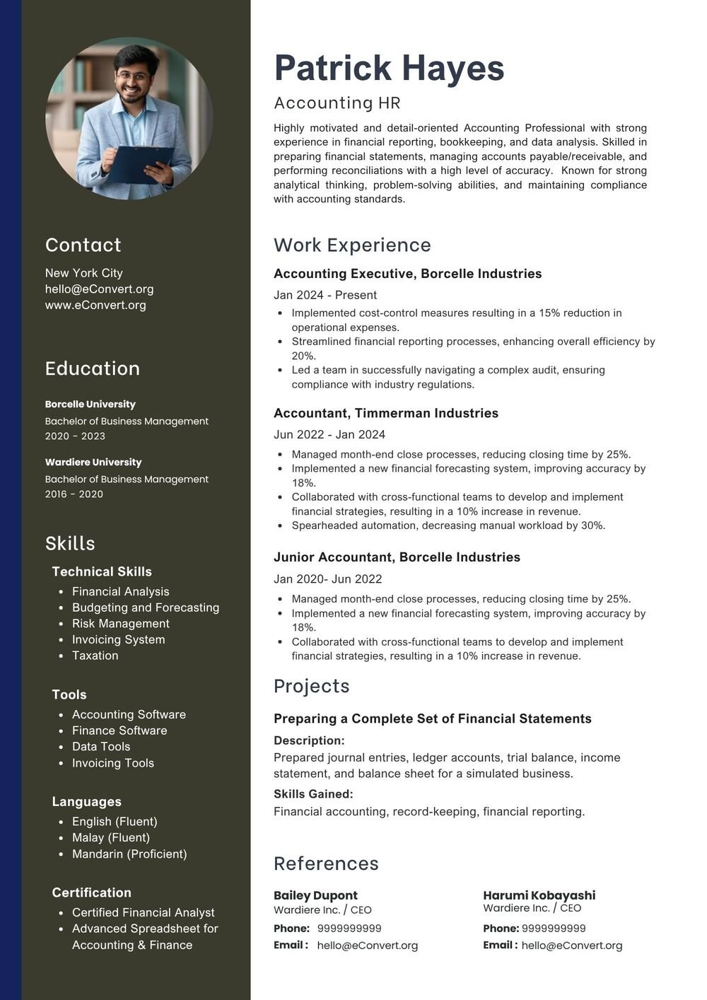 Accounting HR Resume
