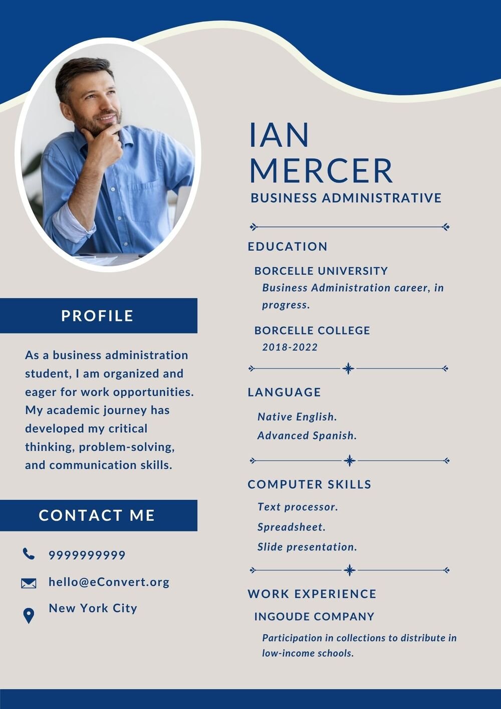 Business Administrative Resume