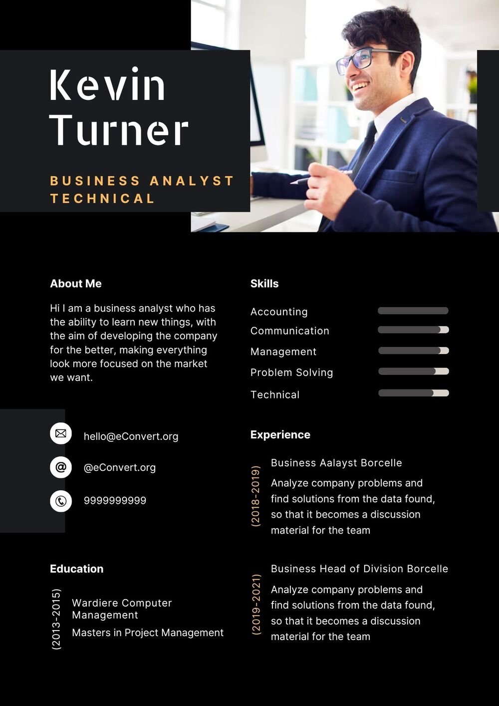 Business Analyst Technical Resume