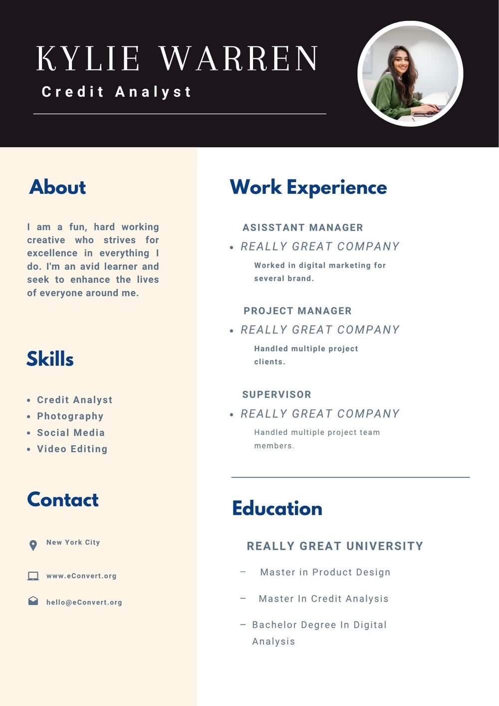 Credit Analyst Resume