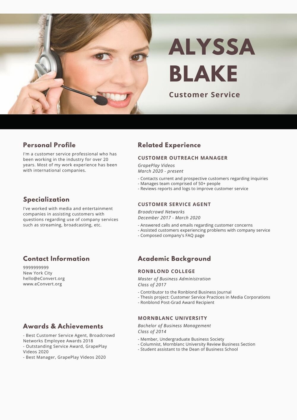 Customer Service Resume