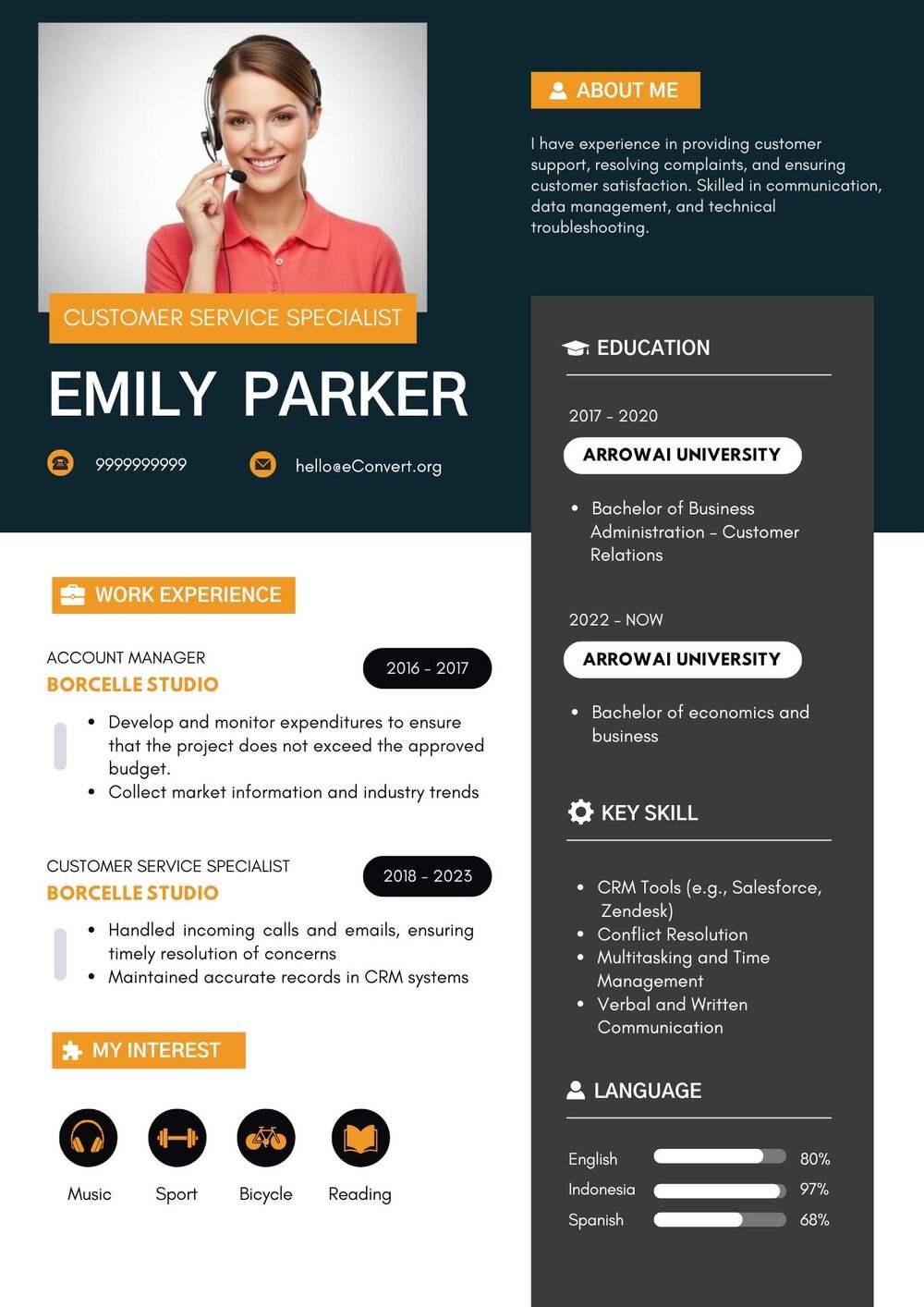 Customer Service Specialist Resume