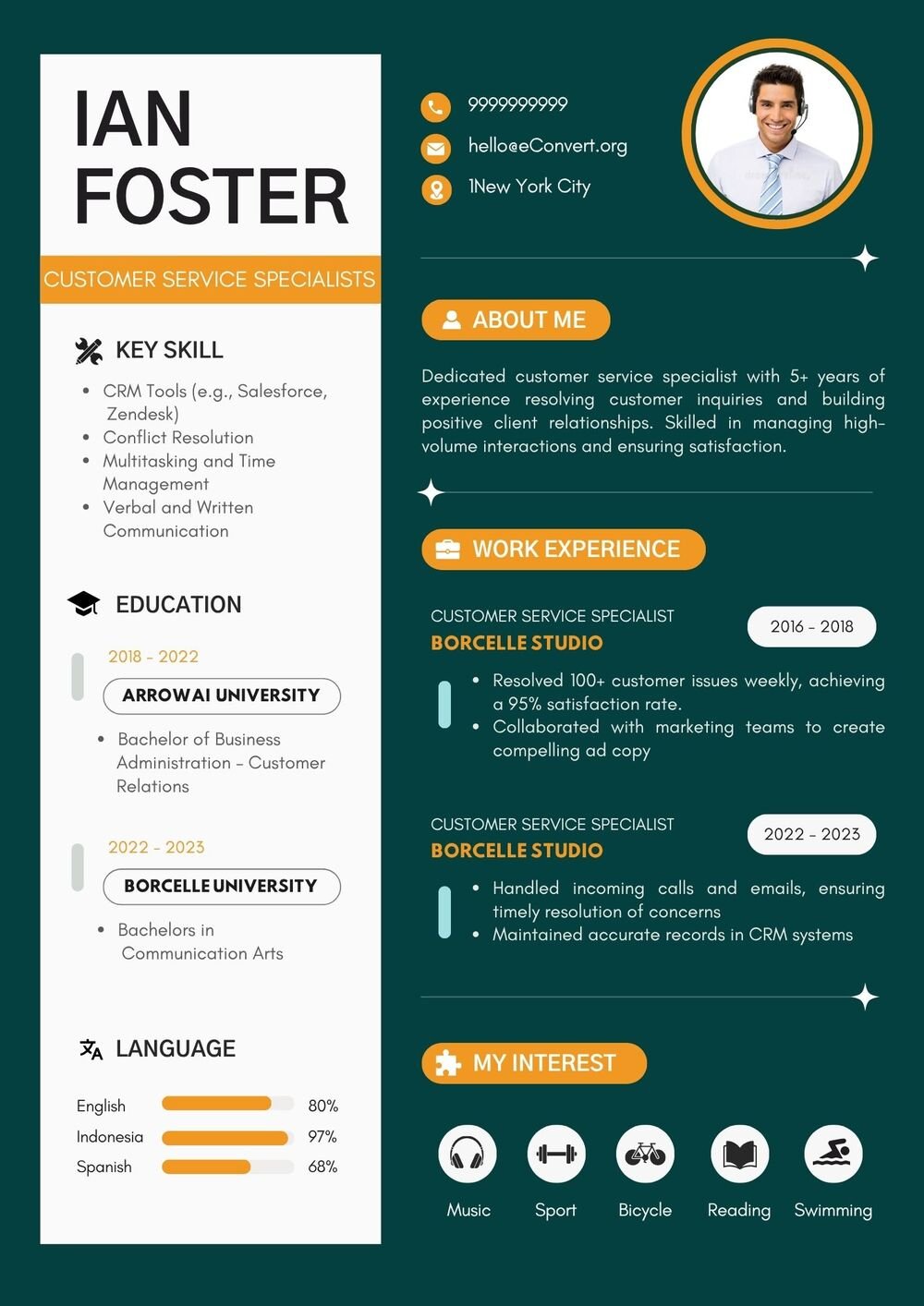 Customer Service Specialists Resume