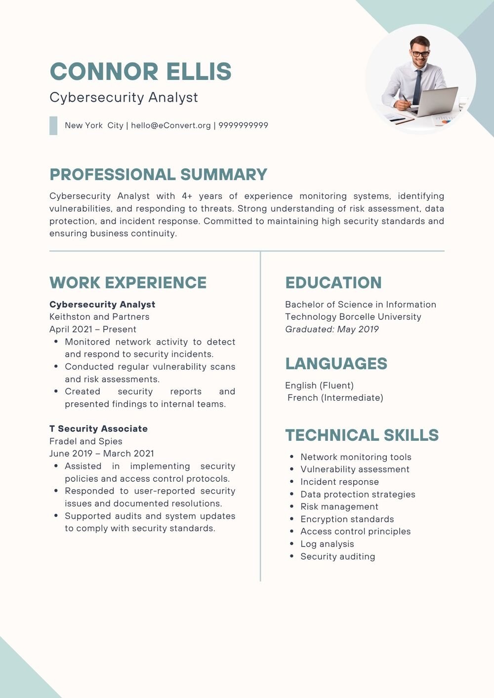 Cybersecurity Analyst Resume