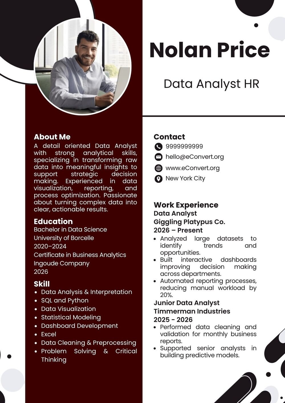 Data Analyst HR Resume