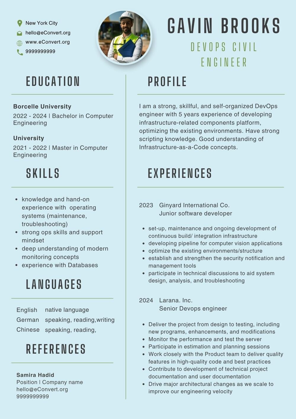 Devops Civil Engineer Resume