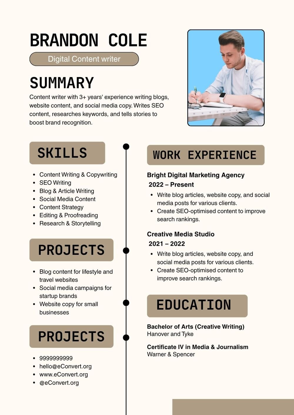 Digital Content writer Resume