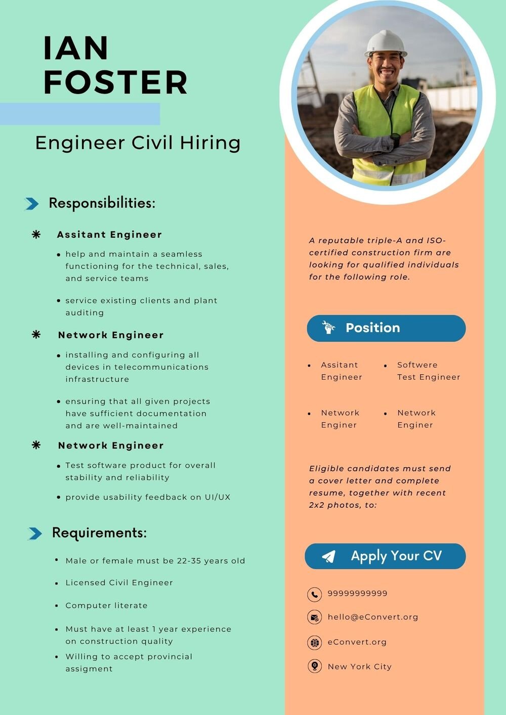 Engineer Civil Hiring Resume