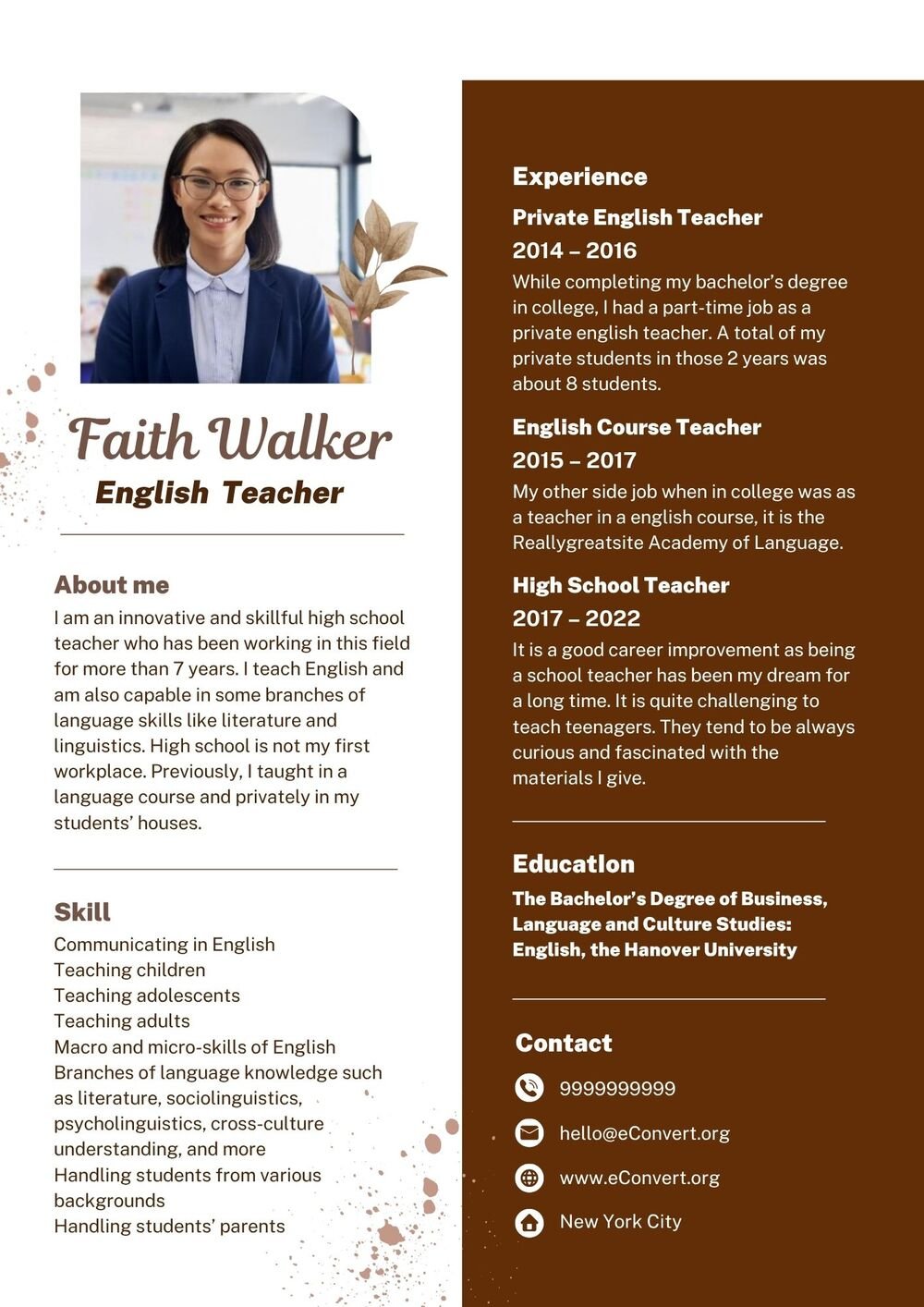 English Teacher Resume