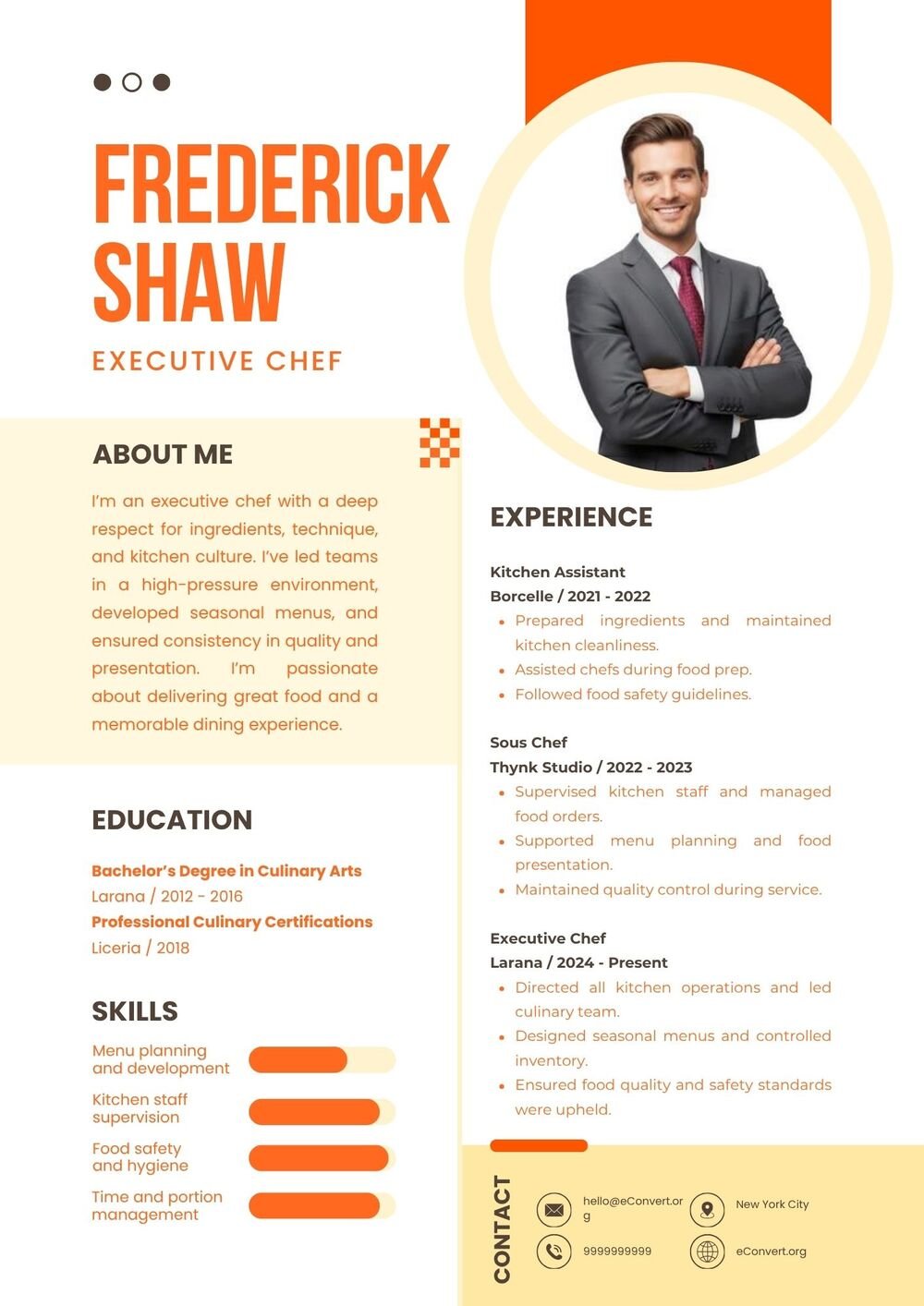 Executive Chef Resume