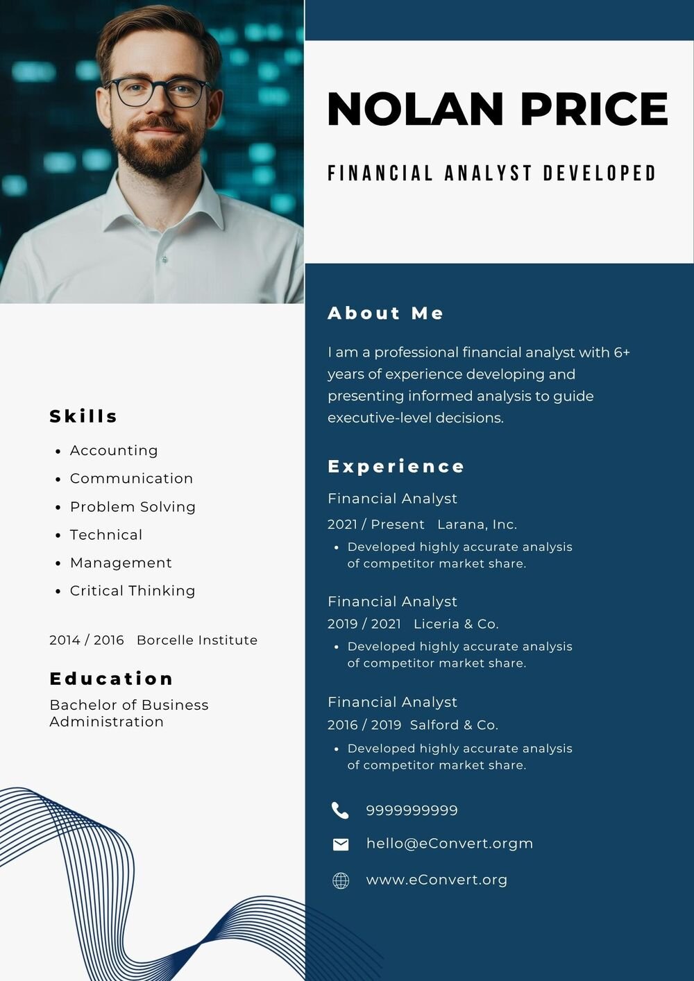 Financial Analyst Developed Resume