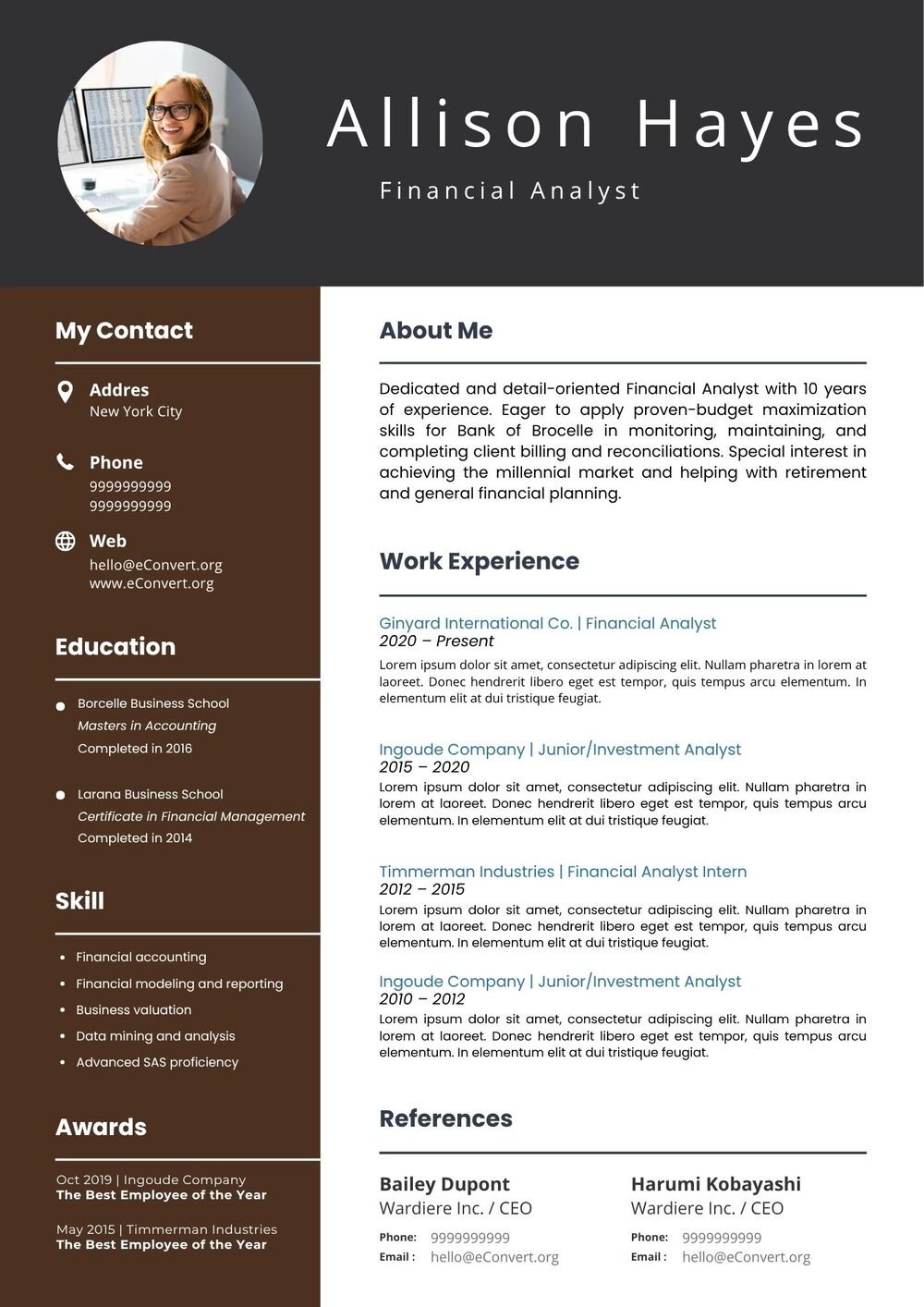 Financial Analyst Resume