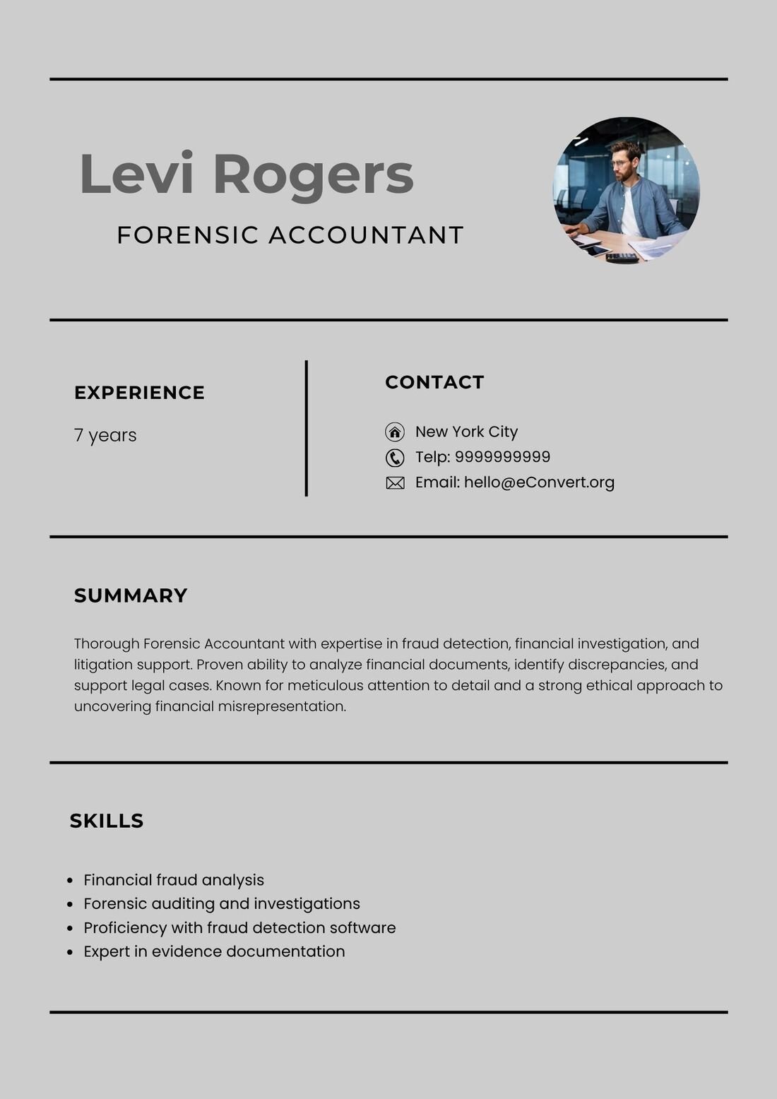 Forensic Accountant Resume