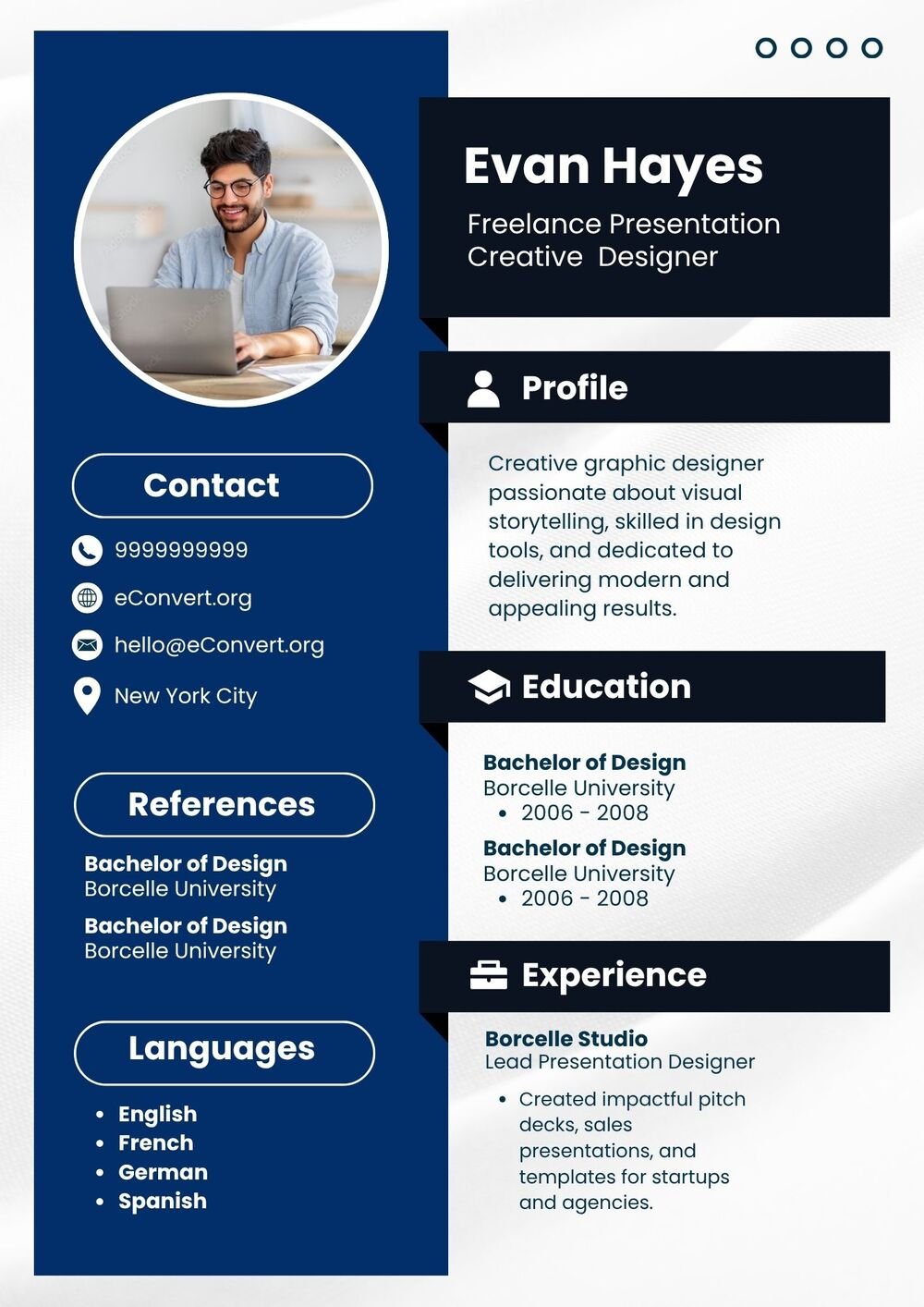 Freelance Presentation Creative Designer Resume