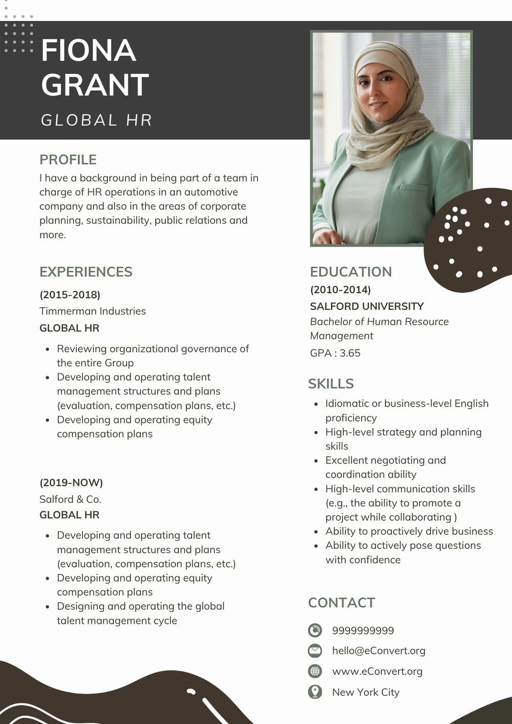 Global HR Resume