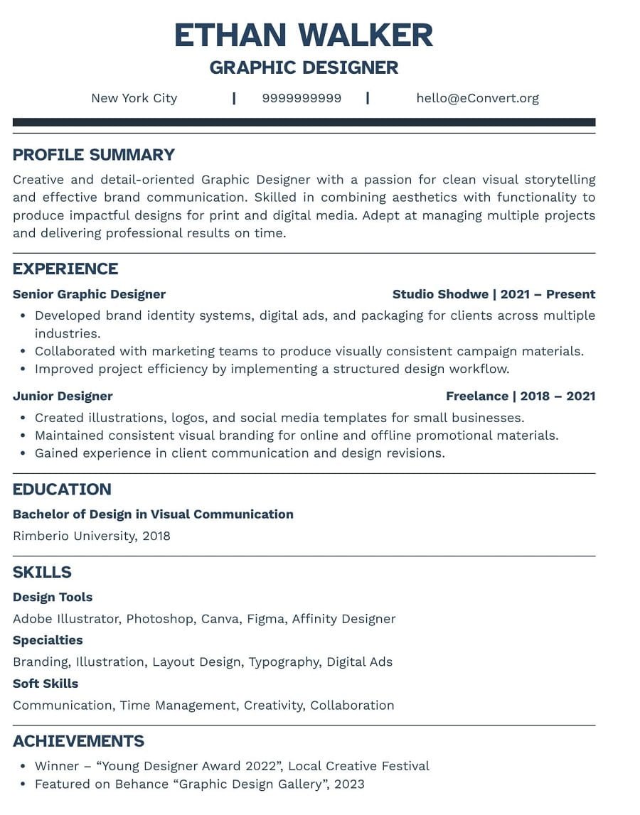 Graphic designer Resume