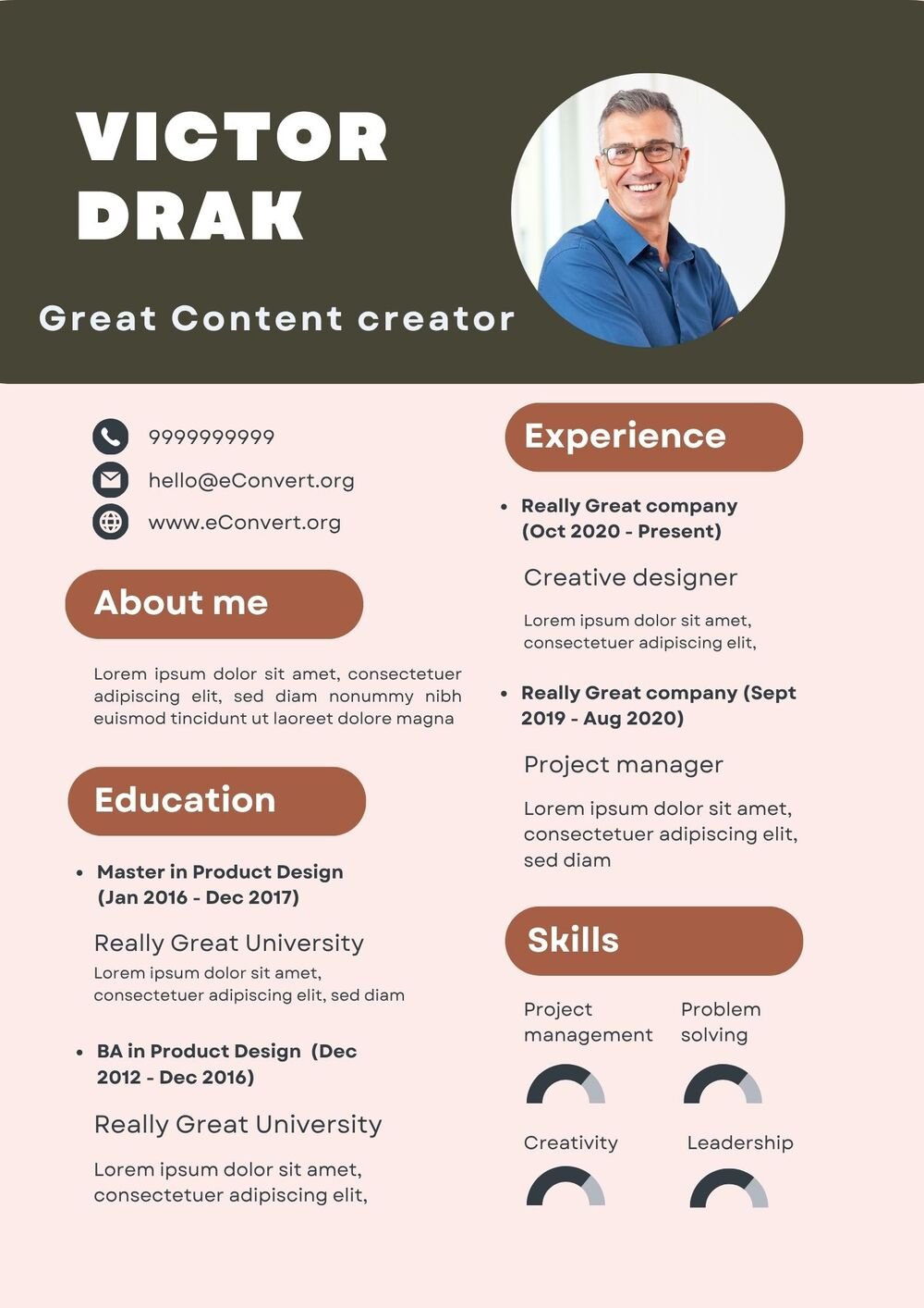 Great Content Creator Resume